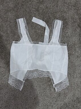 White Lace Trim Crop Camisole Top